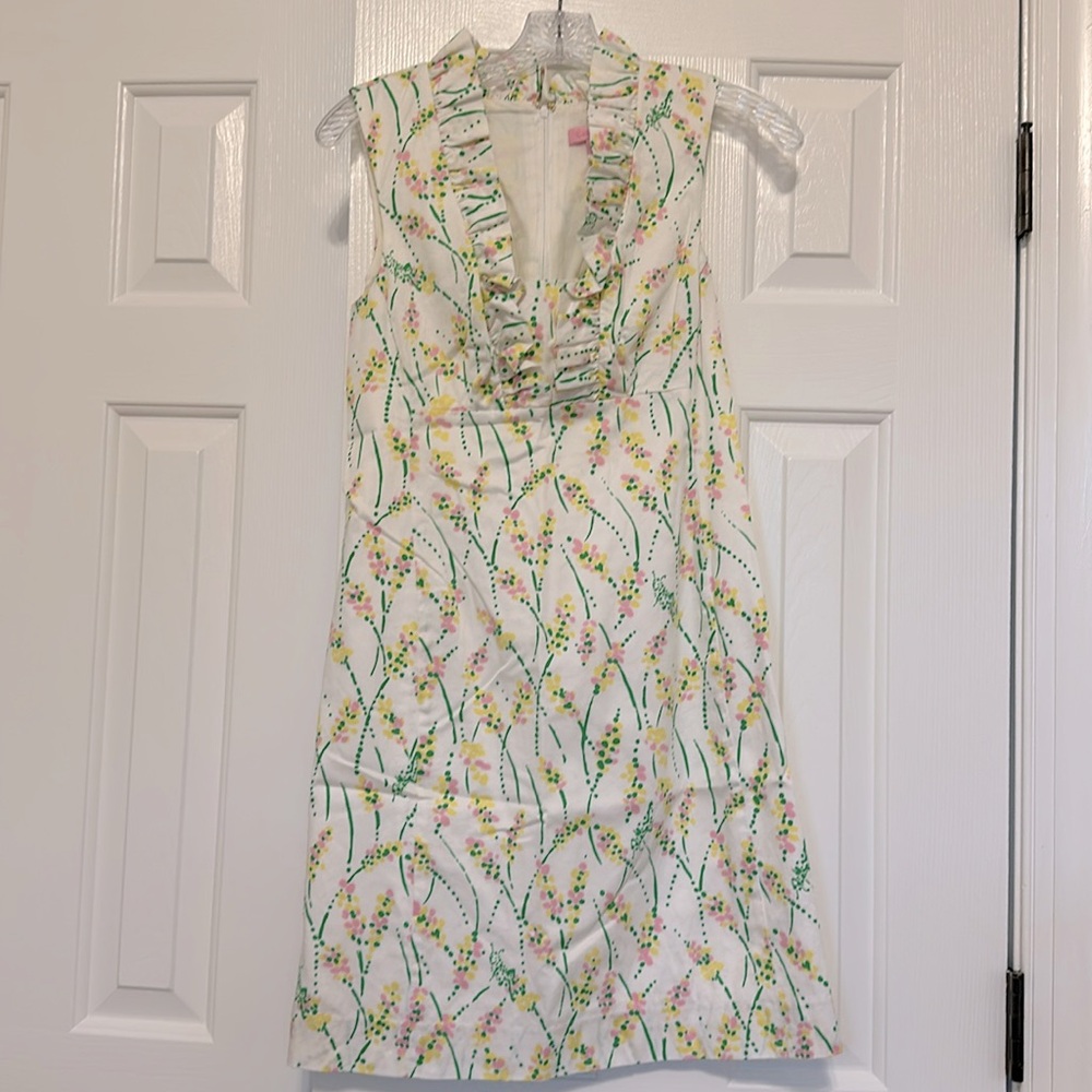 Lilly Pulitzer Adeline shift dress in floral grasshopper print, 0